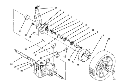 Rear Wheel Drive Assembly Diagram and Parts List for 10415 (5900001-5999999)(1995) Lawn Boy Lawn Mower